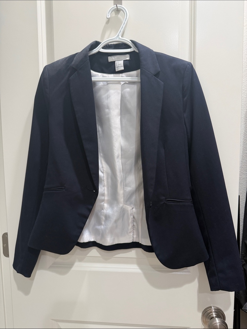H&M Women's Navy Blazer - Tailored Single-Breasted Jacket